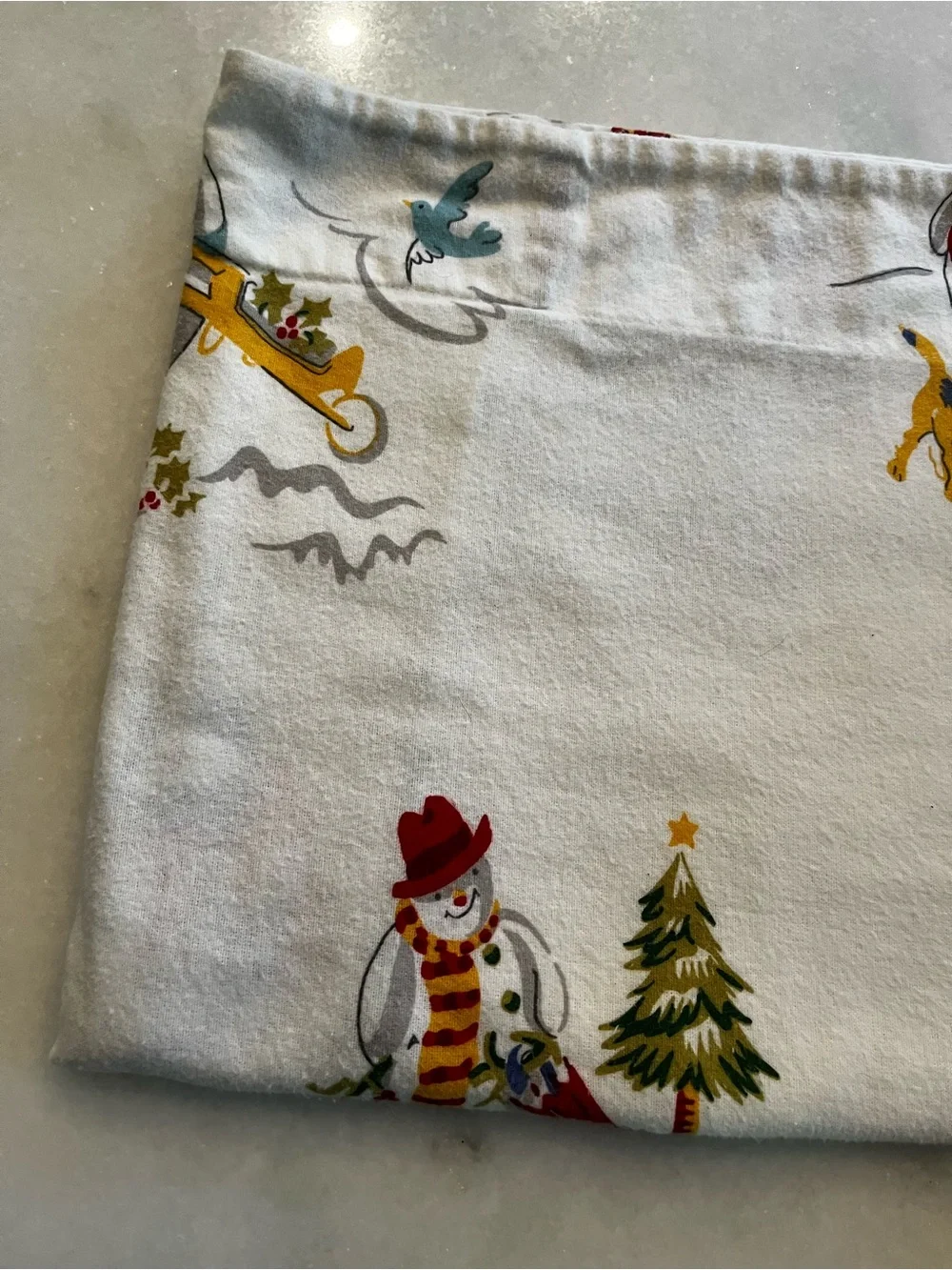 The Company Store Queen Duvet Cover Set Snowman Winter Christmas Flannel Set